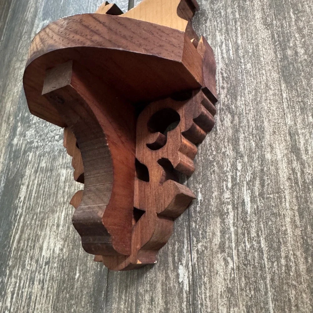 Vintage Wood Cow Wall Shelf Hand Carved‎ Rustic Cabin Decor Small Floating decor